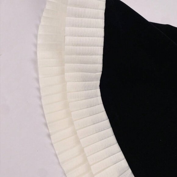 Black Party Women's Velvet Stitching Contrasting Pleated Mini dress - Picture 8 of 8